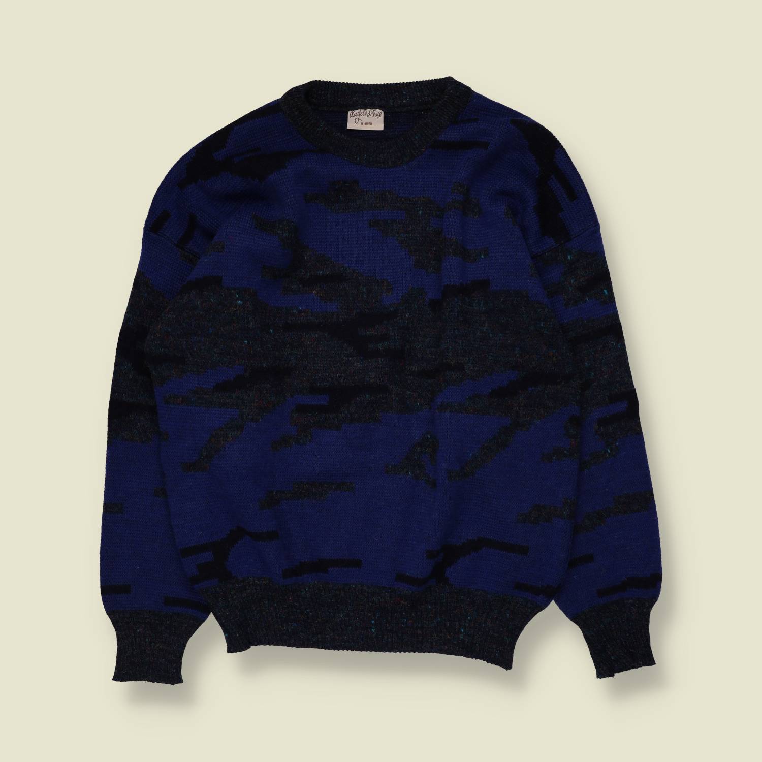 1980s | Angelo Litrico | Abstract Camo Jumper | Blue/Black - M