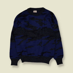 1980s | Angelo Litrico | Abstract Camo Jumper | Blue/Black - M