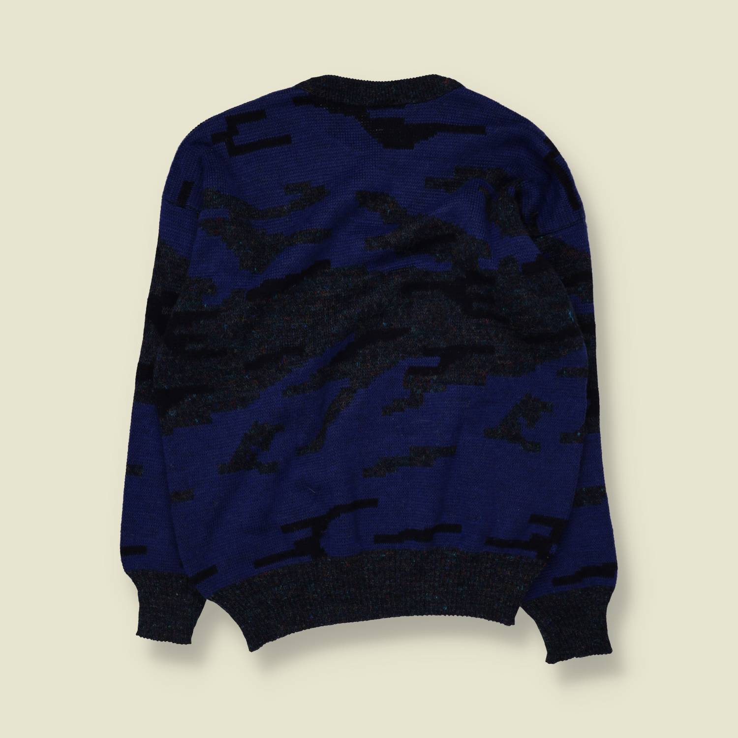 1980s | Angelo Litrico | Abstract Camo Jumper | Blue/Black - M