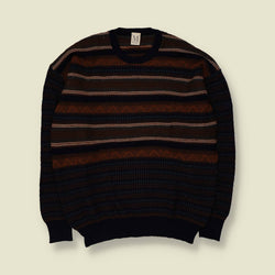 1980s | M Marz | Fair Isle Jumper | Brown/Navy - XL