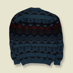 1980s | Fair Isle Jumper | Teal/Navy - XL