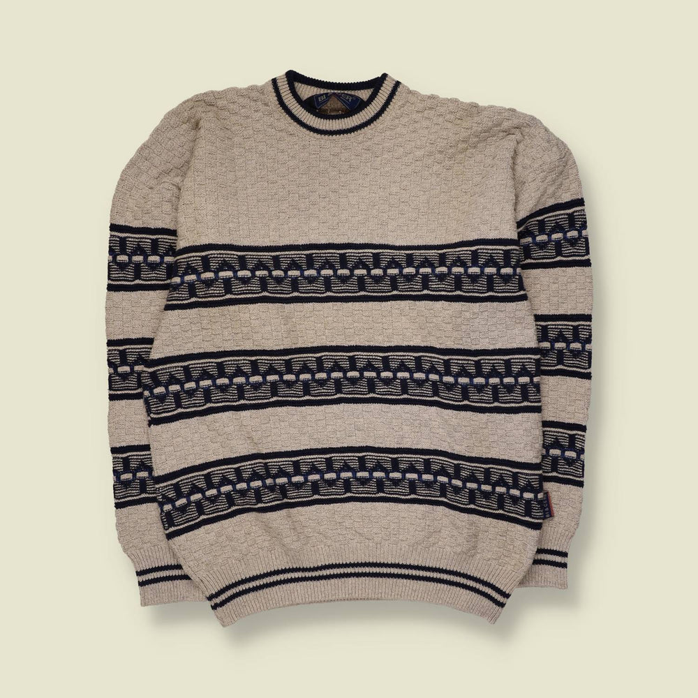 1980s | Bicester | Fair Isle Jumper | Stone/Navy - M