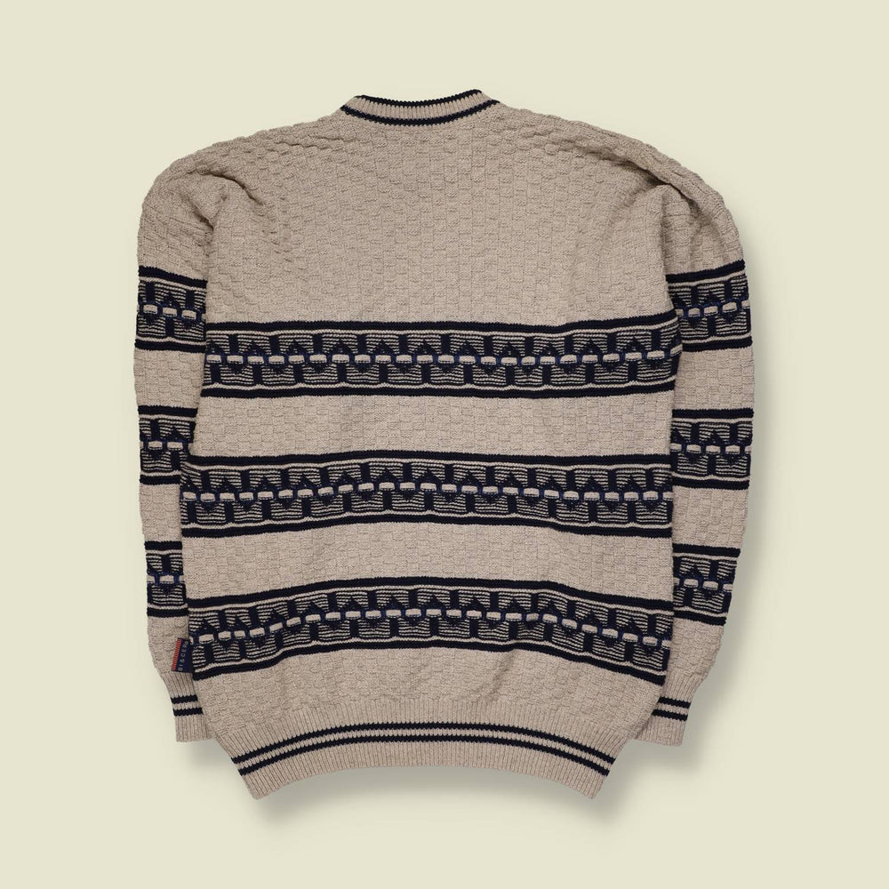 1980s | Bicester | Fair Isle Jumper | Stone/Navy - M