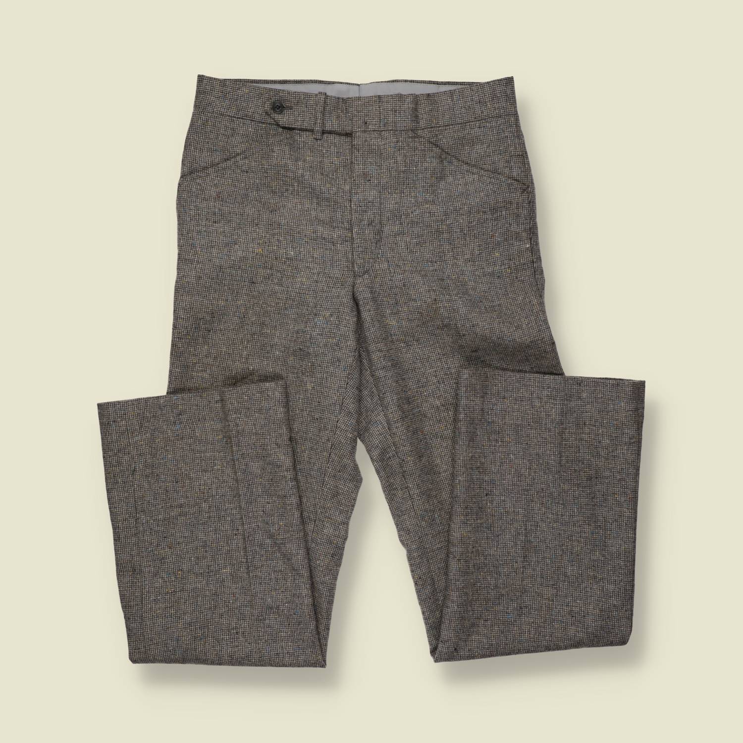 1970s | Tweed Wool Blend Flares | Grey - w30
