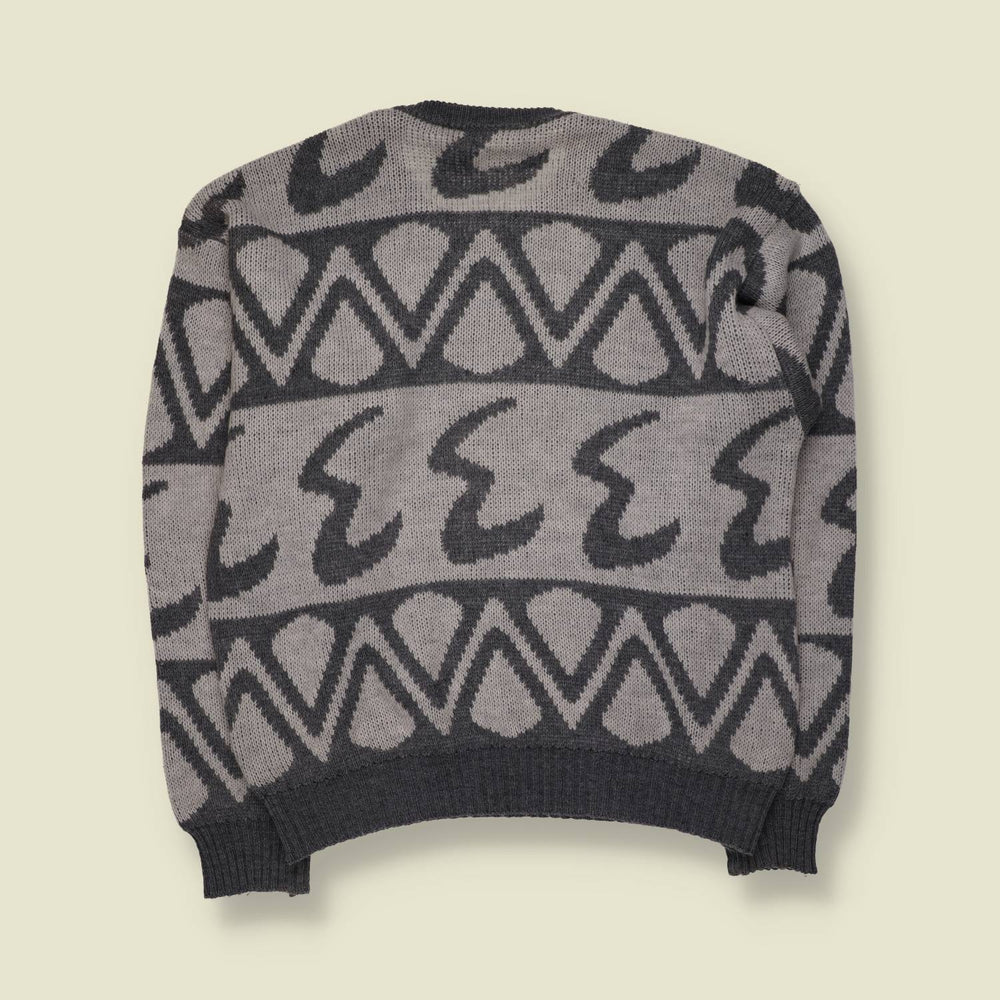 1980s | Graphic Pattern Jumper | Grey - L