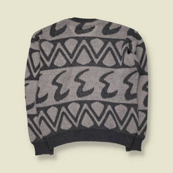 1980s | Graphic Pattern Jumper | Grey - L