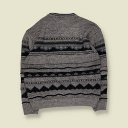 1980s | Carletti | Textured Pattern Jumper | Grey/Black - XXL