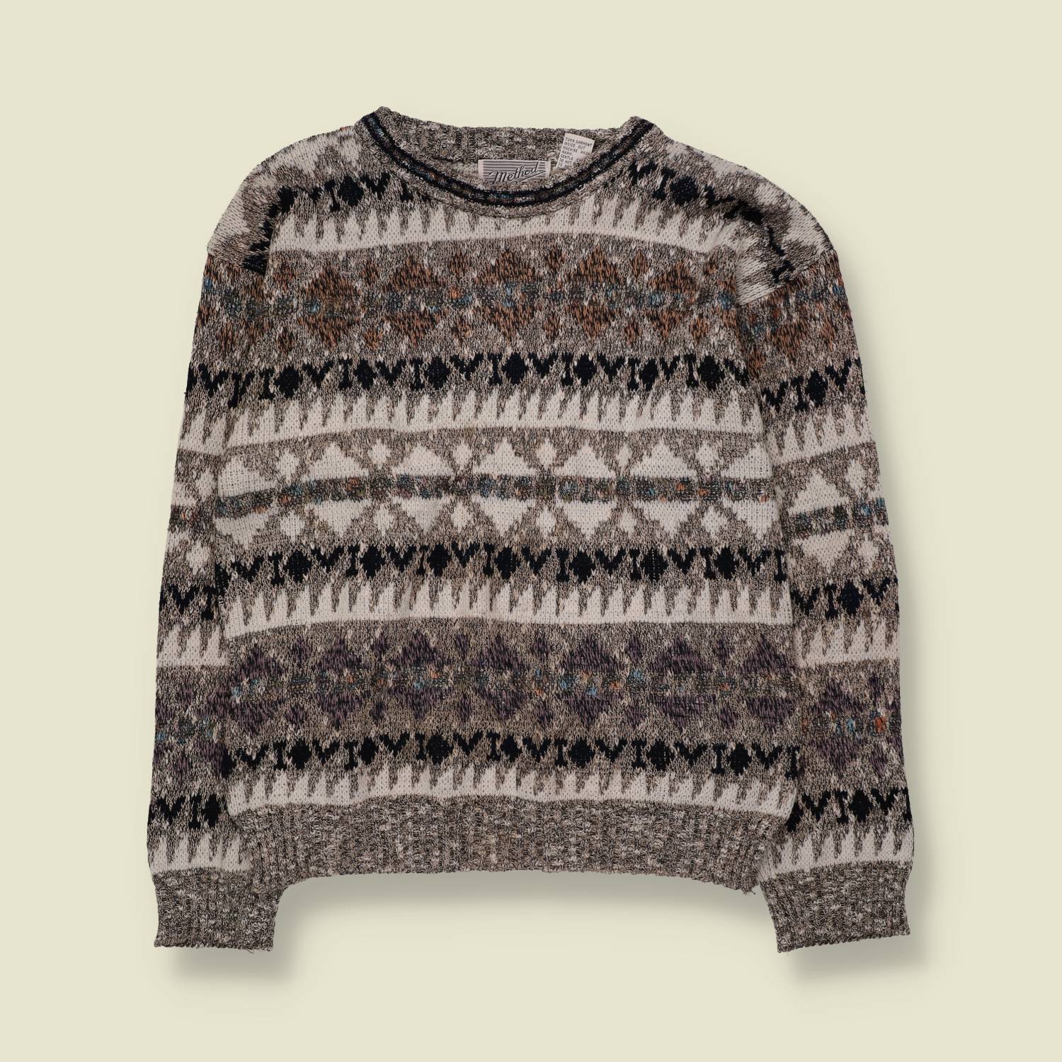 1980s | Method | Fair Isle Jumper | Grey/Multi - M