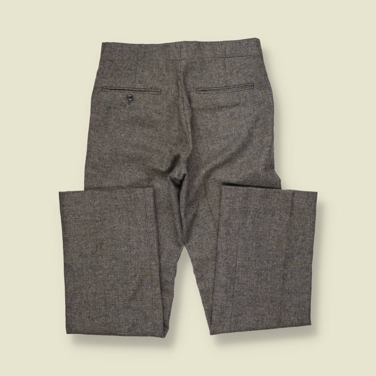 1970s | Tweed Wool Blend Flares | Grey - w30