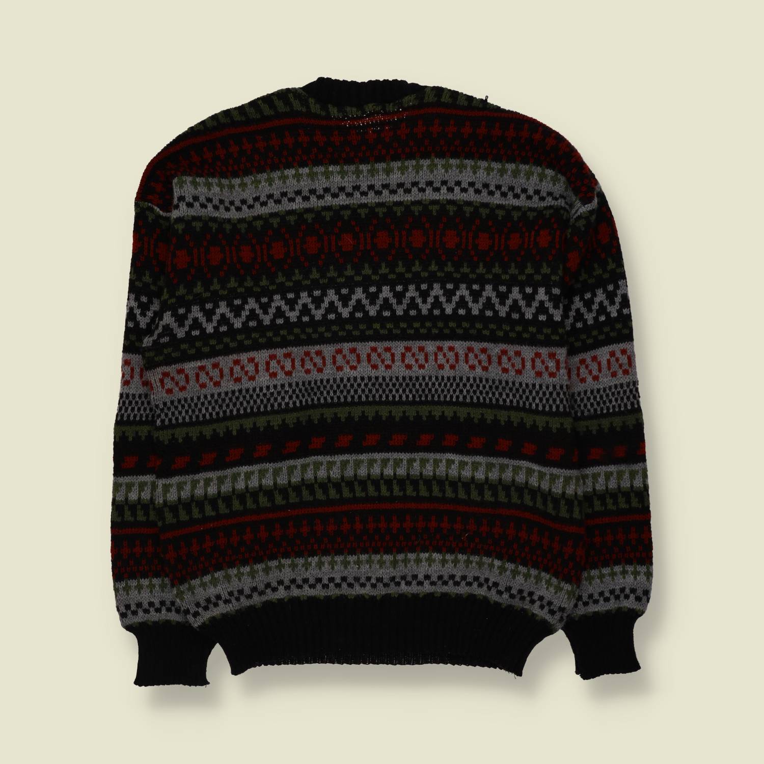 1980s | Fair Isle Jumper | Black/Rust - M