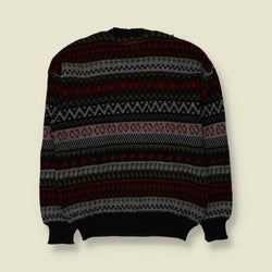 1980s | Fair Isle Jumper | Black/Rust - M