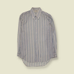 1970s | Manhattan | Striped Shirt | White/Blue - M