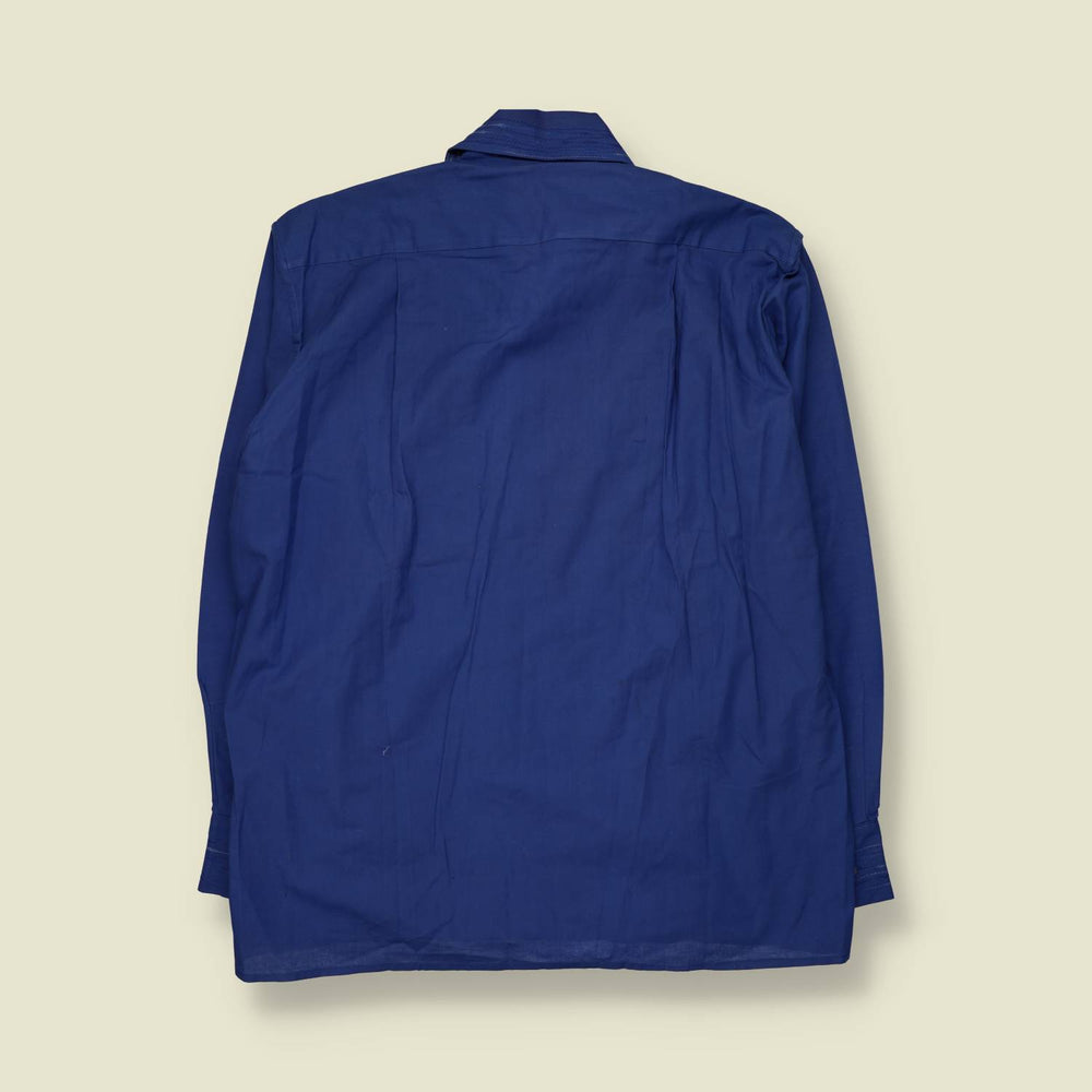1970s | Embroidered Shacket | Blue - XXL