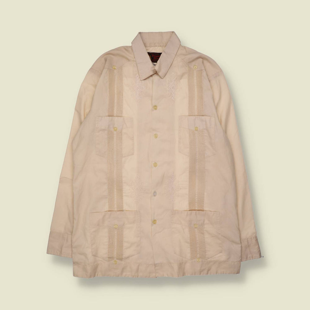 1970s | Guayabera Shirt | Cream - L