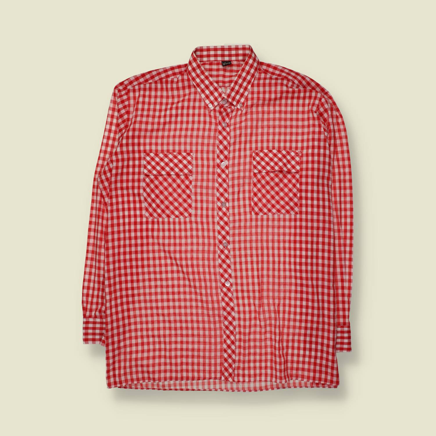 1970s | Gingham Check Shirt | Red/White - 3XL