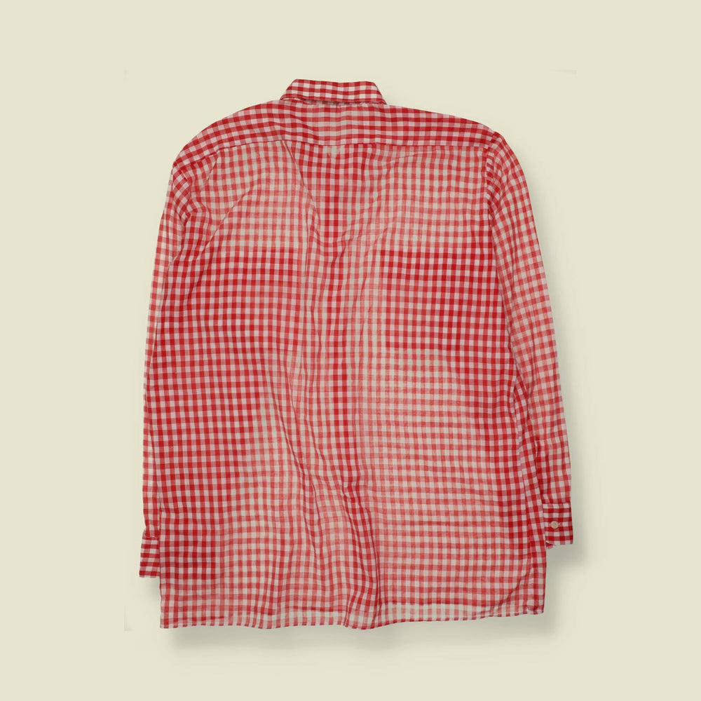 1970s | Gingham Check Shirt | Red/White - 3XL