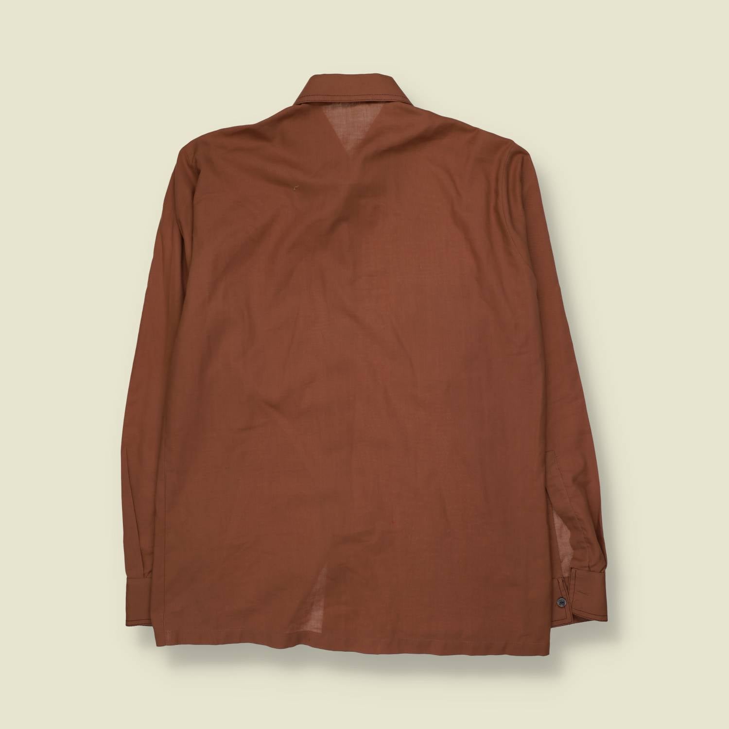 1970s | Contrast Stitch Shirt | Brown - S