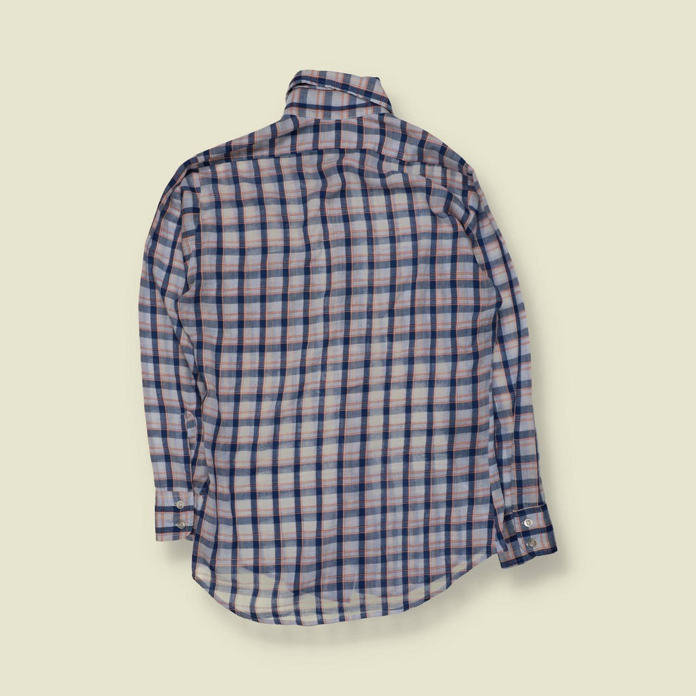 1970s | Levi's | Check Shirt | Blue/Grey Plaid - S