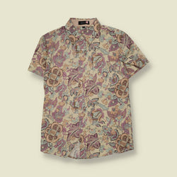 1970s | Baker | Floral Shirt | Cream/Purple - XS