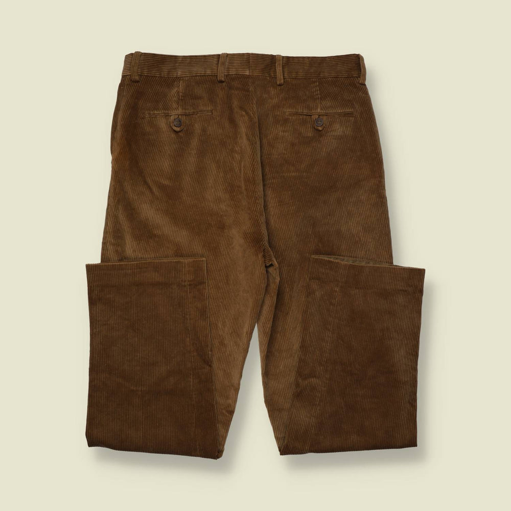1980s | Pleated Corduroy Trousers | Tan - w36