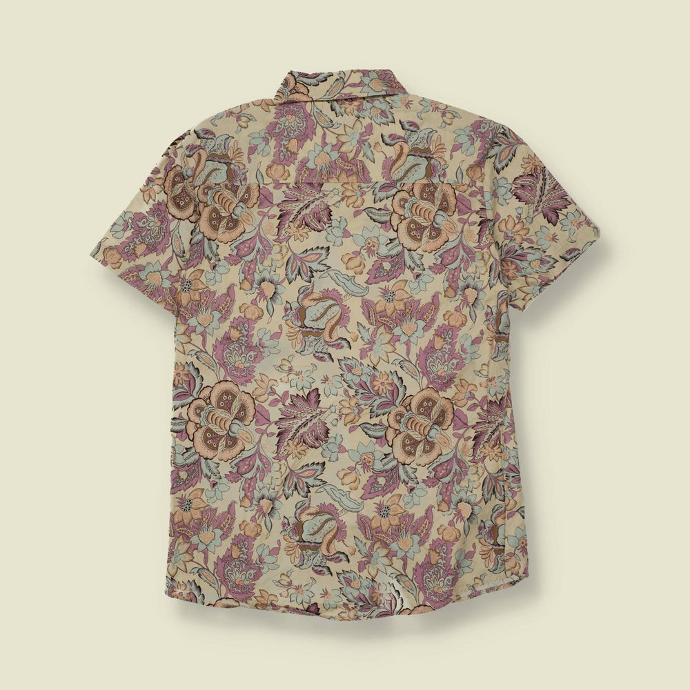 1970s | Baker | Floral Shirt | Cream/Purple - XS