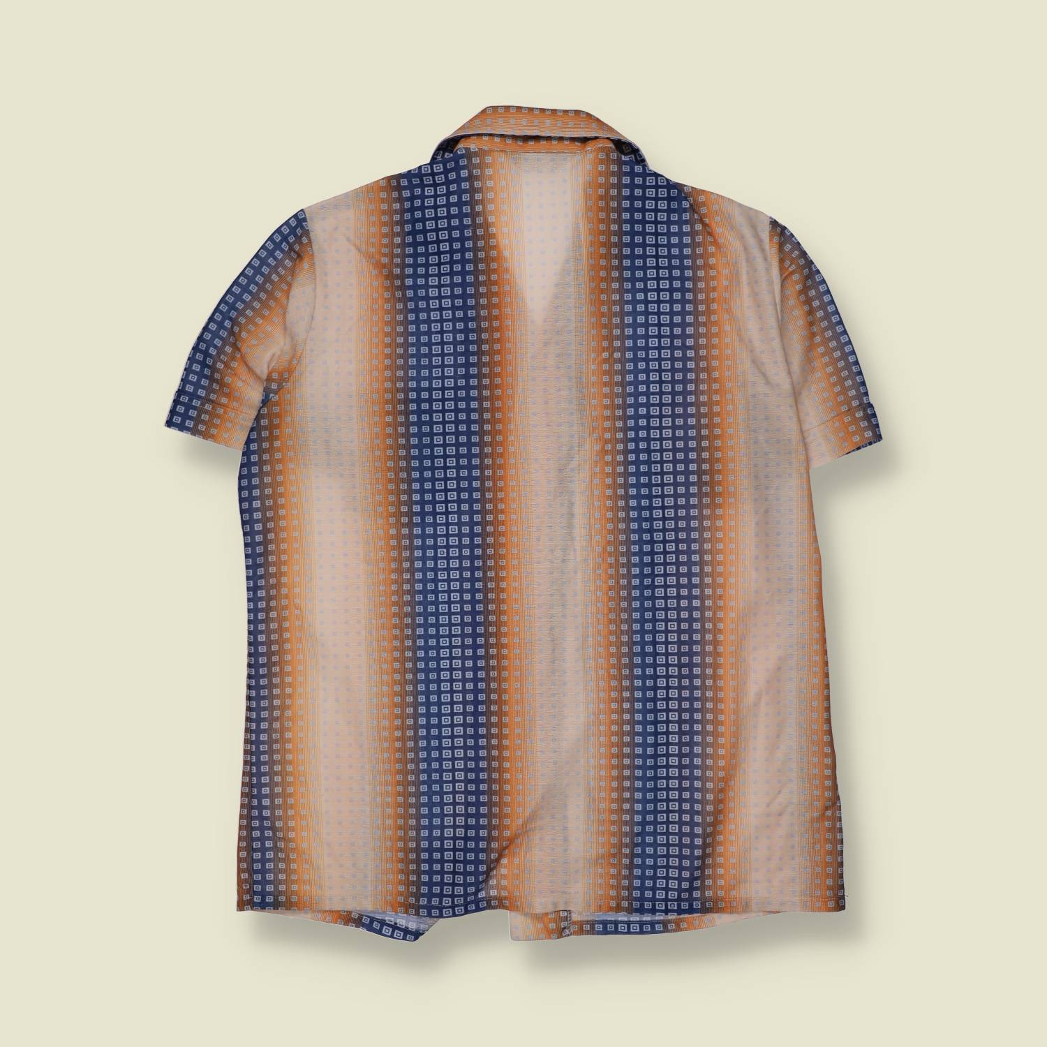 1970s | Sears | Geometric Print Shirt | Blue/Orange - M