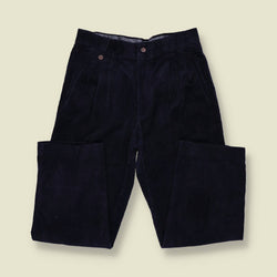 1980s | Blu & Blu | Corduroy Trousers | Navy - w30
