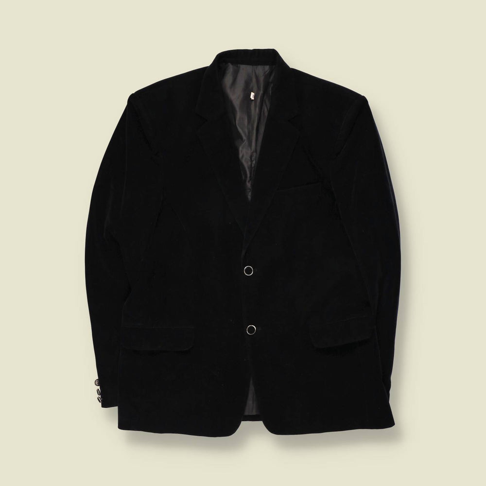 1990s | Velvet Blazer | Black - S