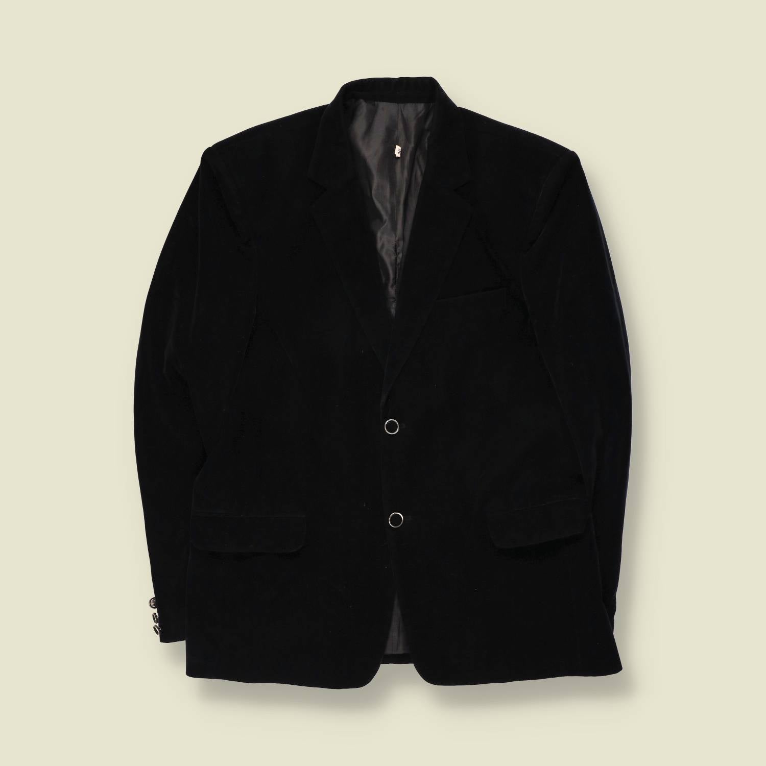 1990s | Velvet Blazer | Black - S