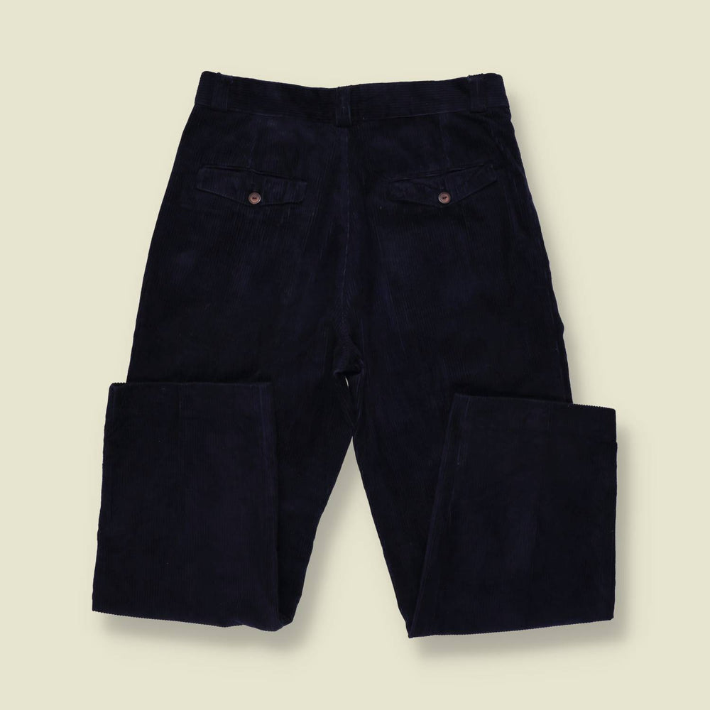 1980s | Blu & Blu | Corduroy Trousers | Navy - w30