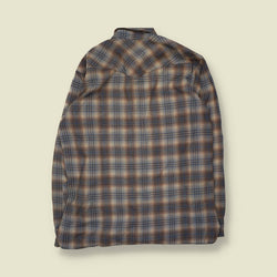 1970s | Pendleton | Western Check Wool Shirt | Blue/Brown - XXL