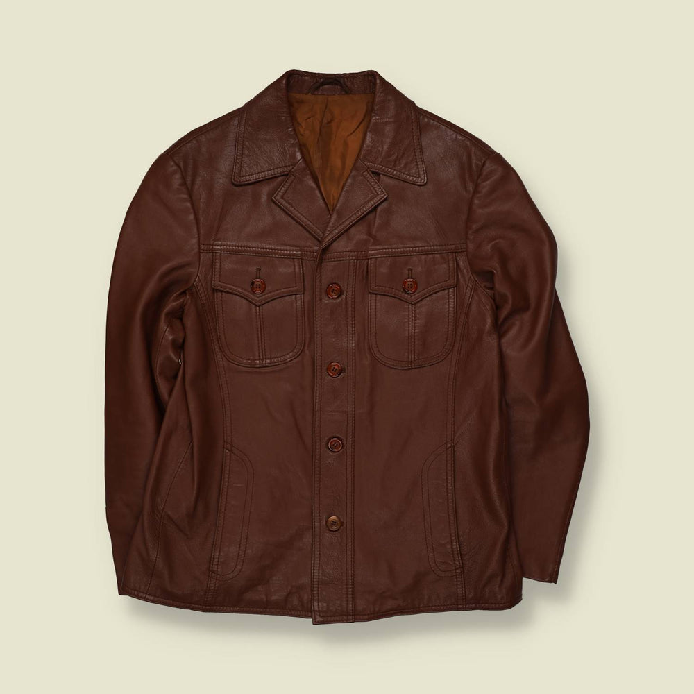 1970s | Leather Jacket | Brown - XS
