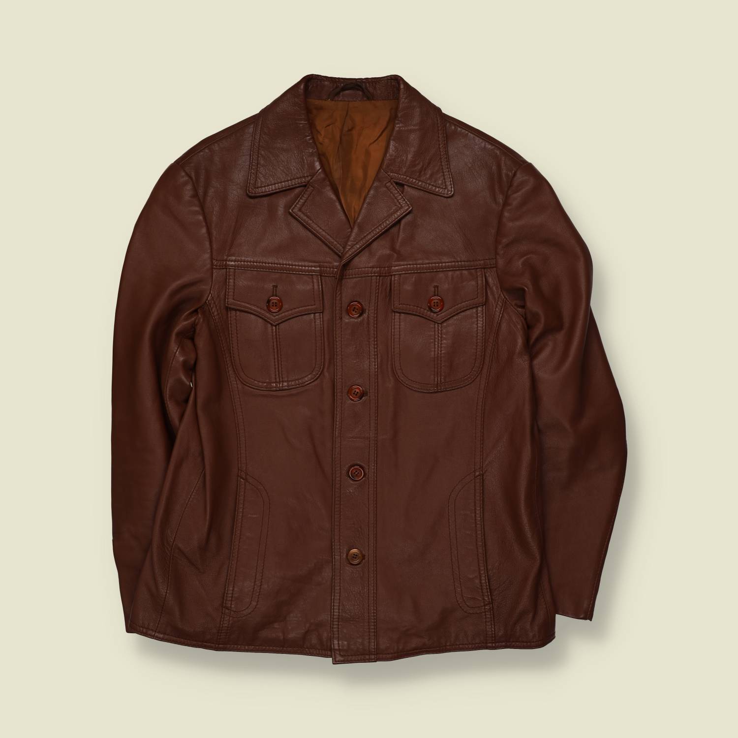 1970s | Leather Jacket | Brown - XS