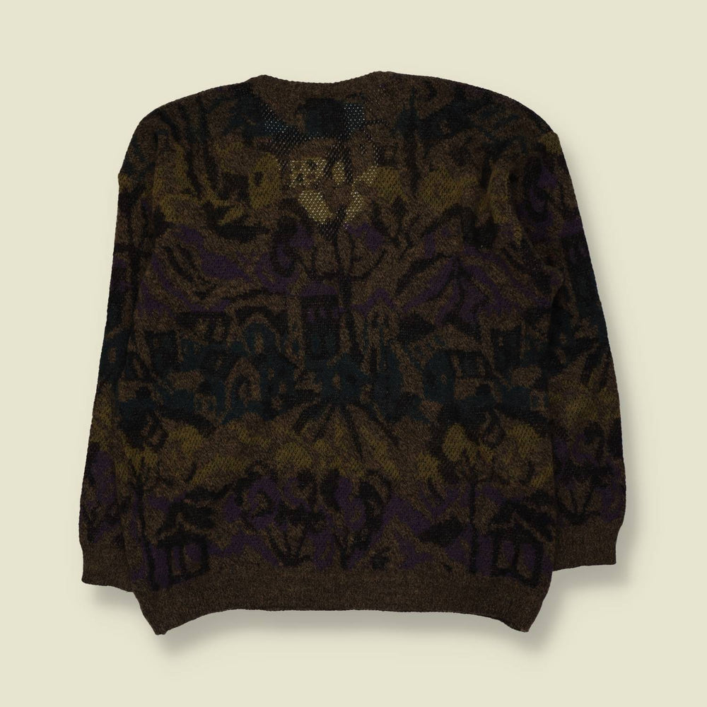 1980s | Piero Conte | Patterned Jumper | Brown/Green - L