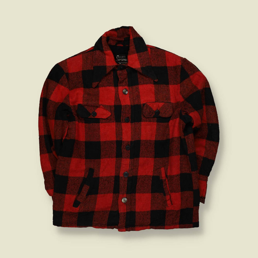 1970s | Sears | Buffalo Plaid Lumberjack Jacket | Red & Black - M