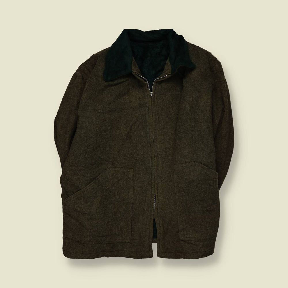 1960s | Wool Zip Coat | Brown - 4XL