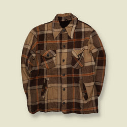 1970s | Sears | Plaid Wool Hunting Jacket | Brown & Tan - M