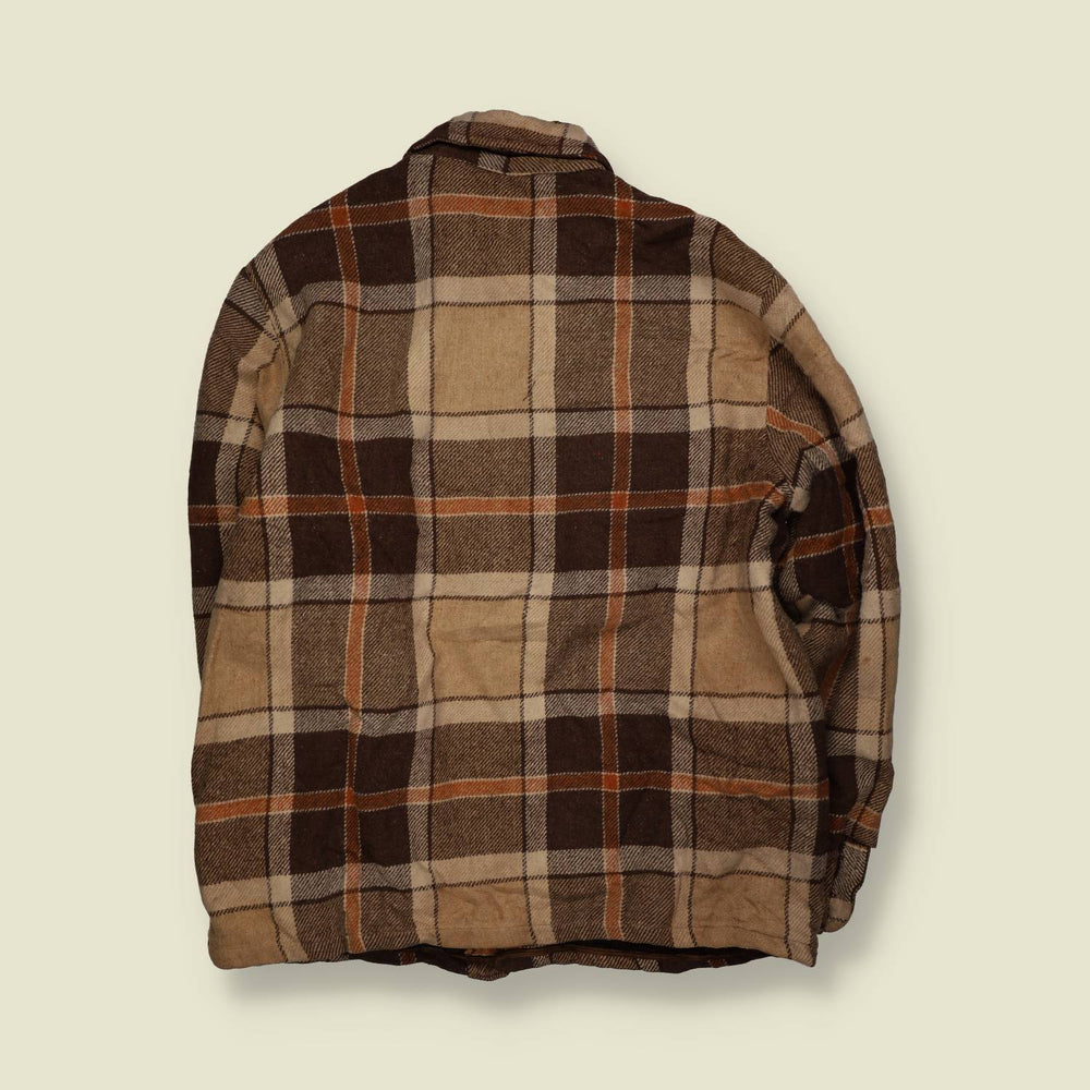 1970s | Sears | Plaid Wool Hunting Jacket | Brown & Tan - M