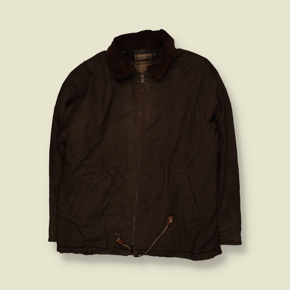 1980s | Outdoor Cord Collar Jacket | Brown - XL