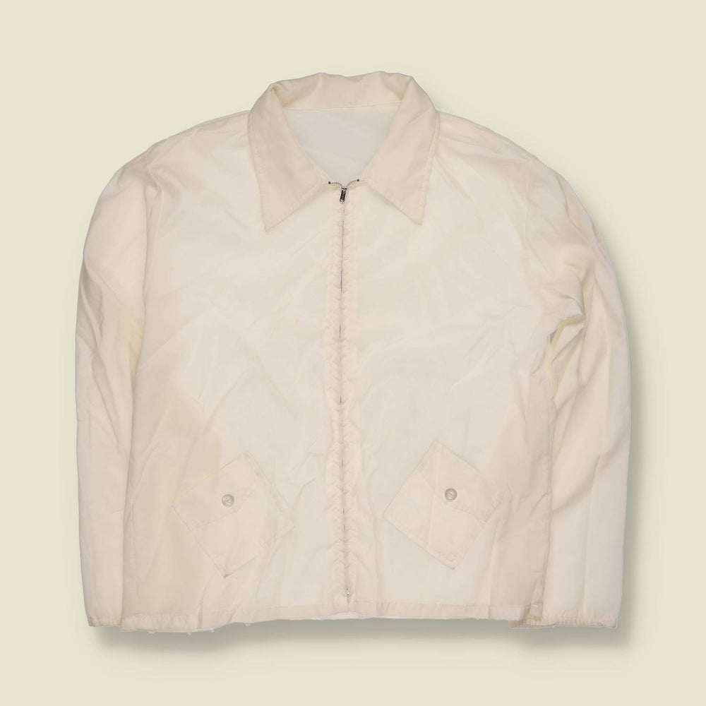 1960s | Paper Thin Nylon Zip Jacket | Cream - S