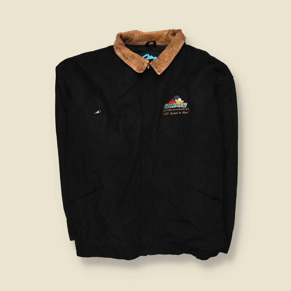 1990s | Cord Collar Worker Jacket | Black - 7XL