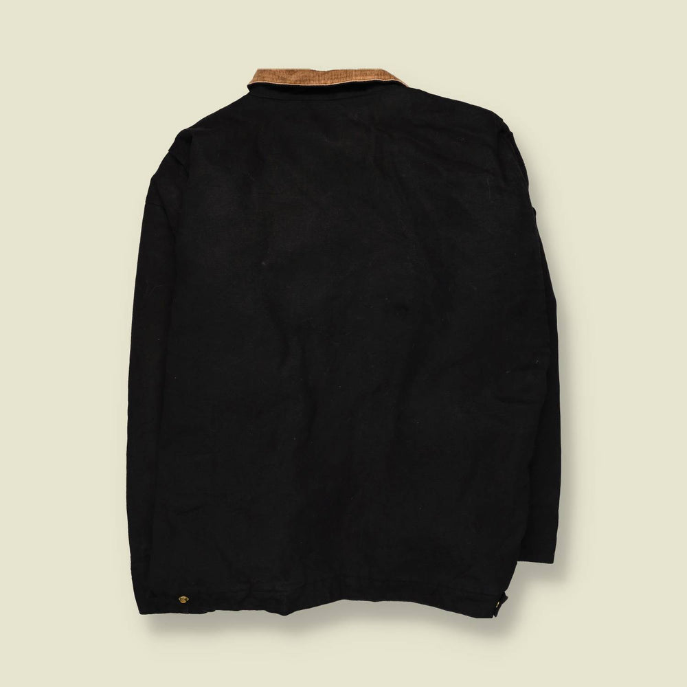 1990s | Cord Collar Worker Jacket | Black - 7XL