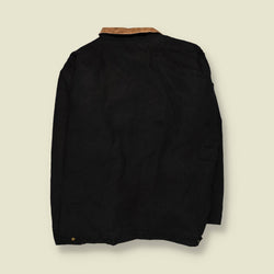 1990s | Cord Collar Worker Jacket | Black - 7XL