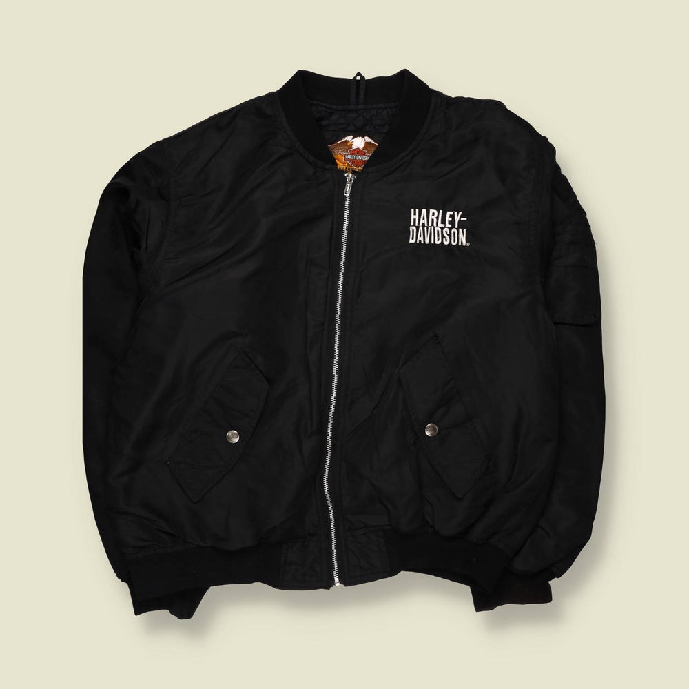 1990s | Harley-Davidson | Bomber Jacket | Black - 3XL
