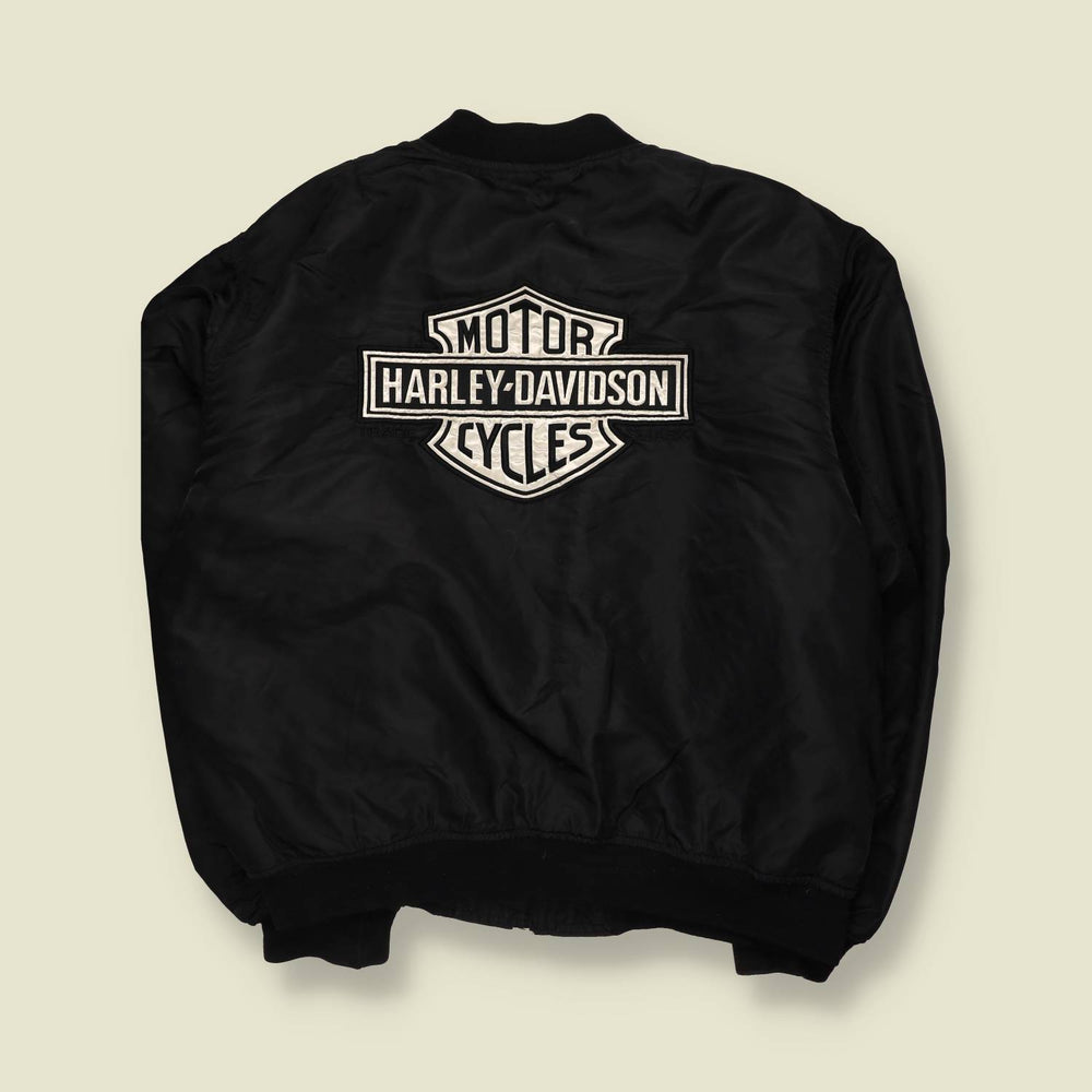 1990s | Harley-Davidson | Bomber Jacket | Black - 3XL