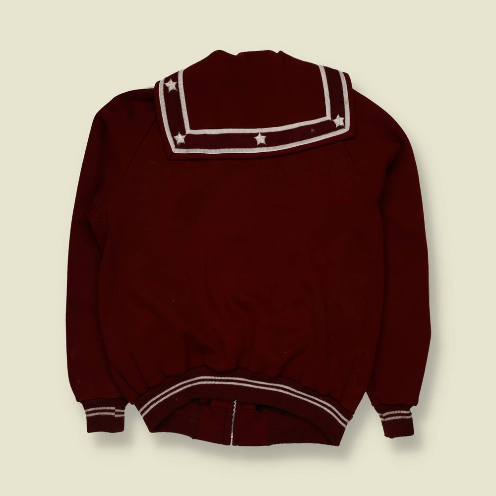 1970s | Varsity Style Track Jacket | Burgundy & White - S