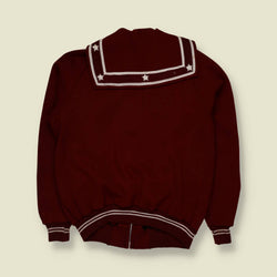 1970s | Varsity Style Track Jacket | Burgundy & White - S