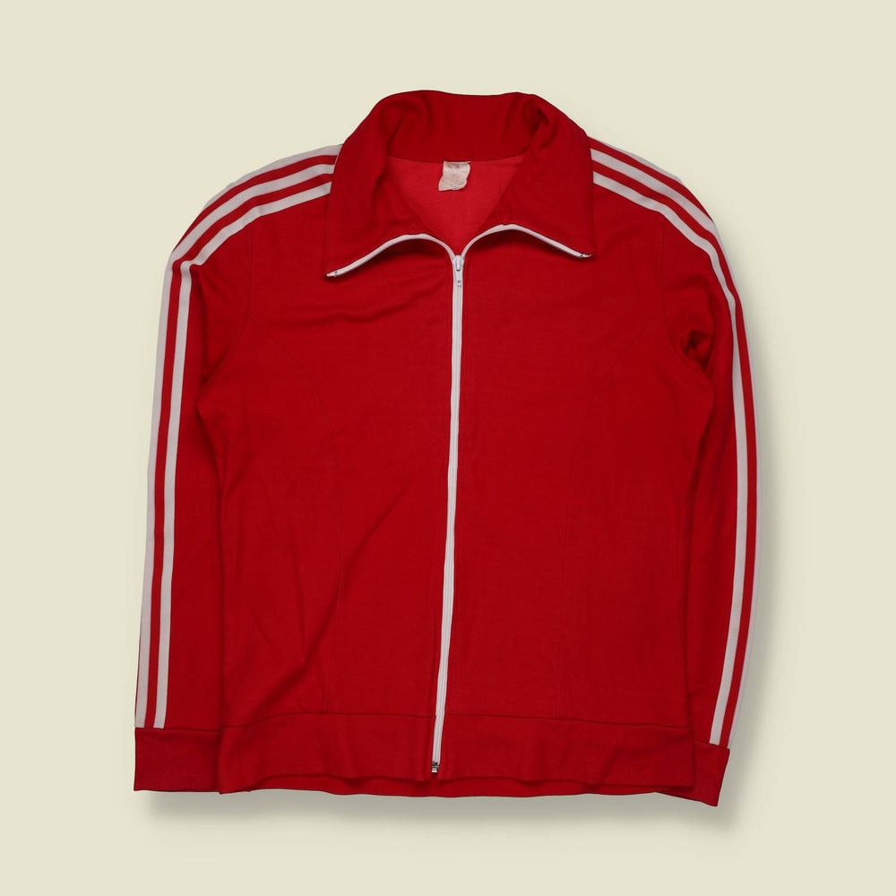 1970s | Adidas | Three Stripe Track Jacket | Red & White - XS