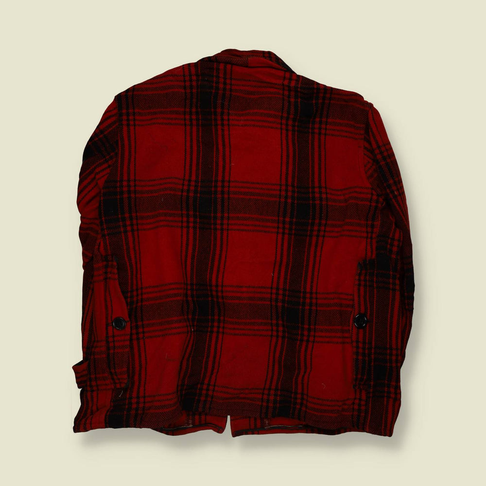 1930s | Plaid Mackinaw Jacket | Red & Black - 3XL