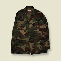 1990s | NATO | Thin Woodland Camo Field Jacket | Green & Brown - XXL
